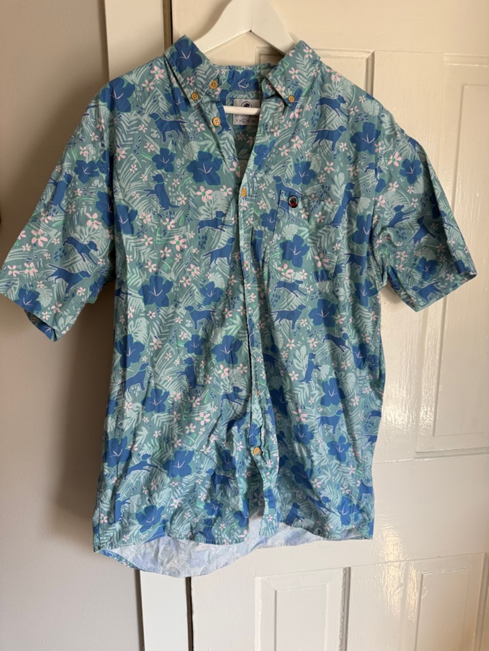 Southern Proper Short-Sleeve Floral Button-Down Shirt - Blue/Teal